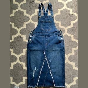 Denim Skirt Overalls